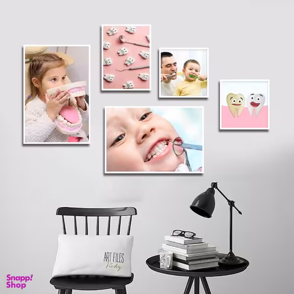 تابلو بکلیت طرح بهداشت دندان و دندانپزشکی مدل W-1563 مجموعه 5 عددی