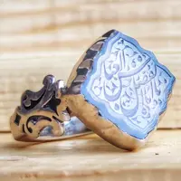 عقیق کبود یمن شمسه رکاب صفوی با ذکر شریف یا ابالفضل العباس علیه السلام 