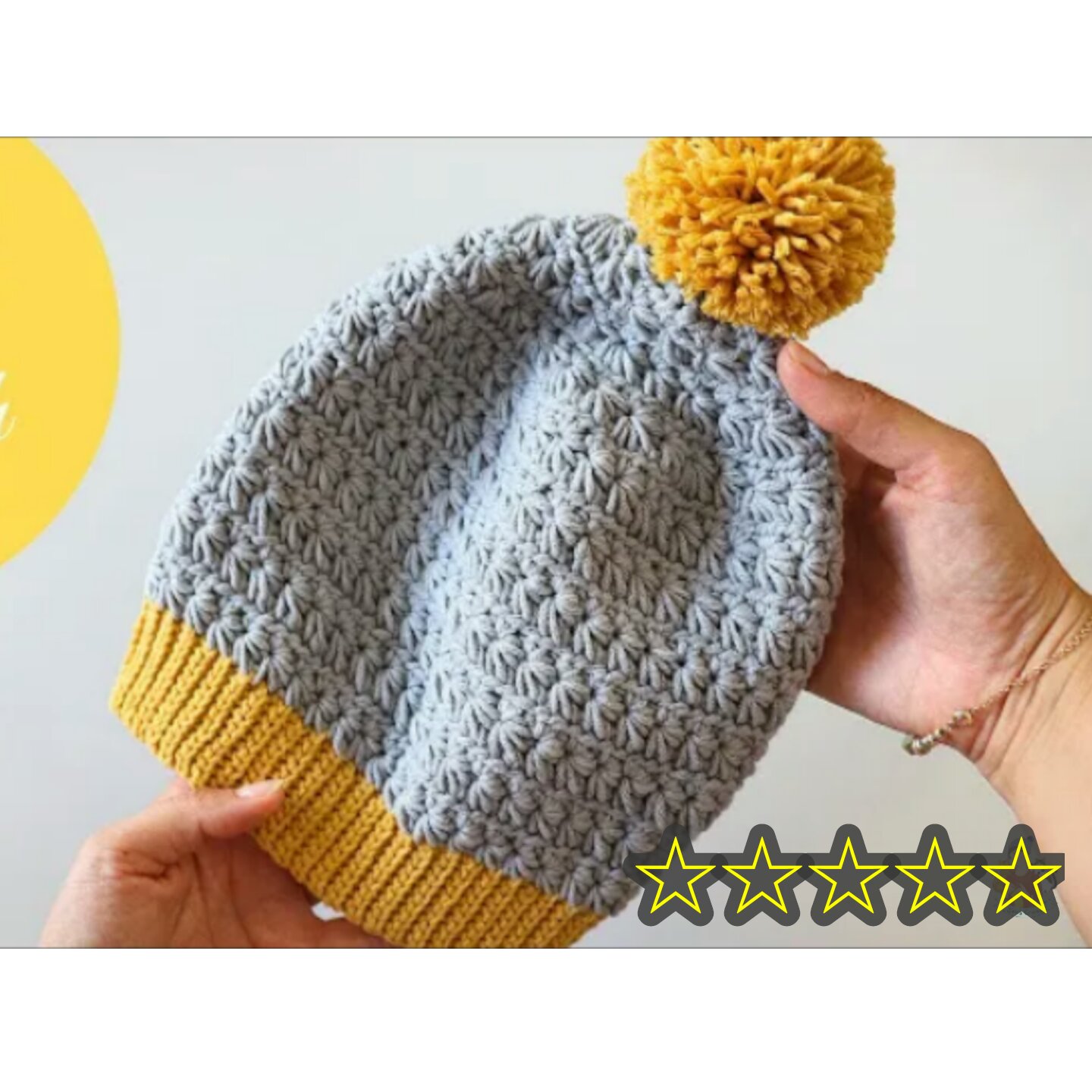 کلاه دستبافت بچگانه طرح ستاره ای دورنگ