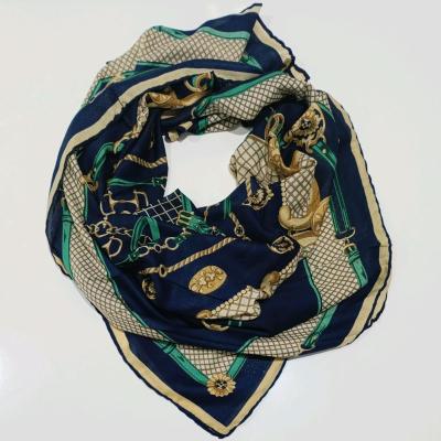 روسری بهاره نخی ژاکارد 140 سرمه ای رنگ