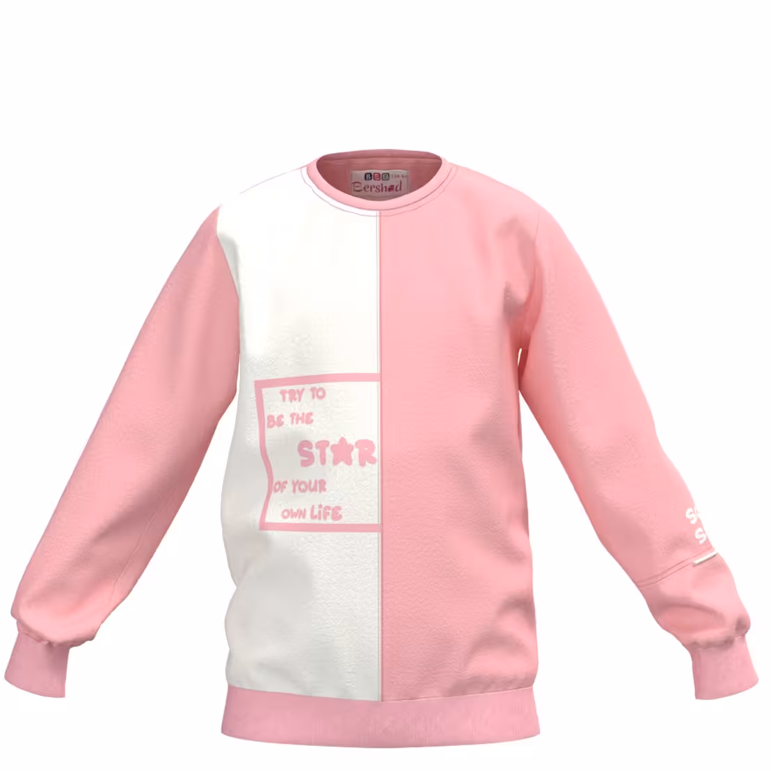 بلوز آستین بلند مشترک دخترانه و پسرانه M 409 برشاد صورتی-سفید 128