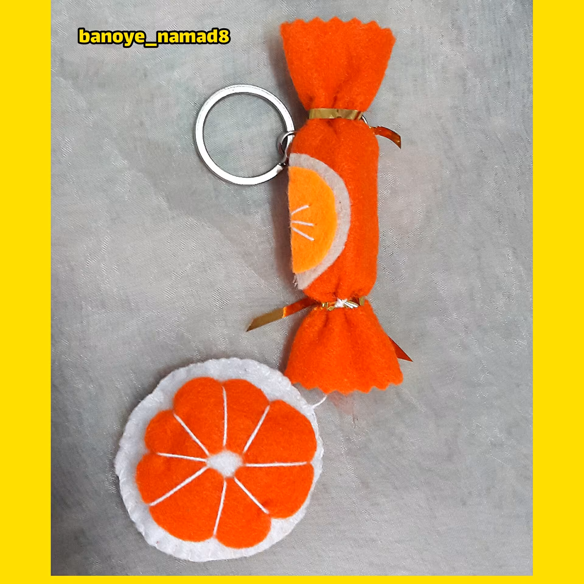 جاکلیدی شکلات پیچ نمدی پرتقال نارنجی 17cm  مناسب نوجوان و کودک آویز کیف کد17