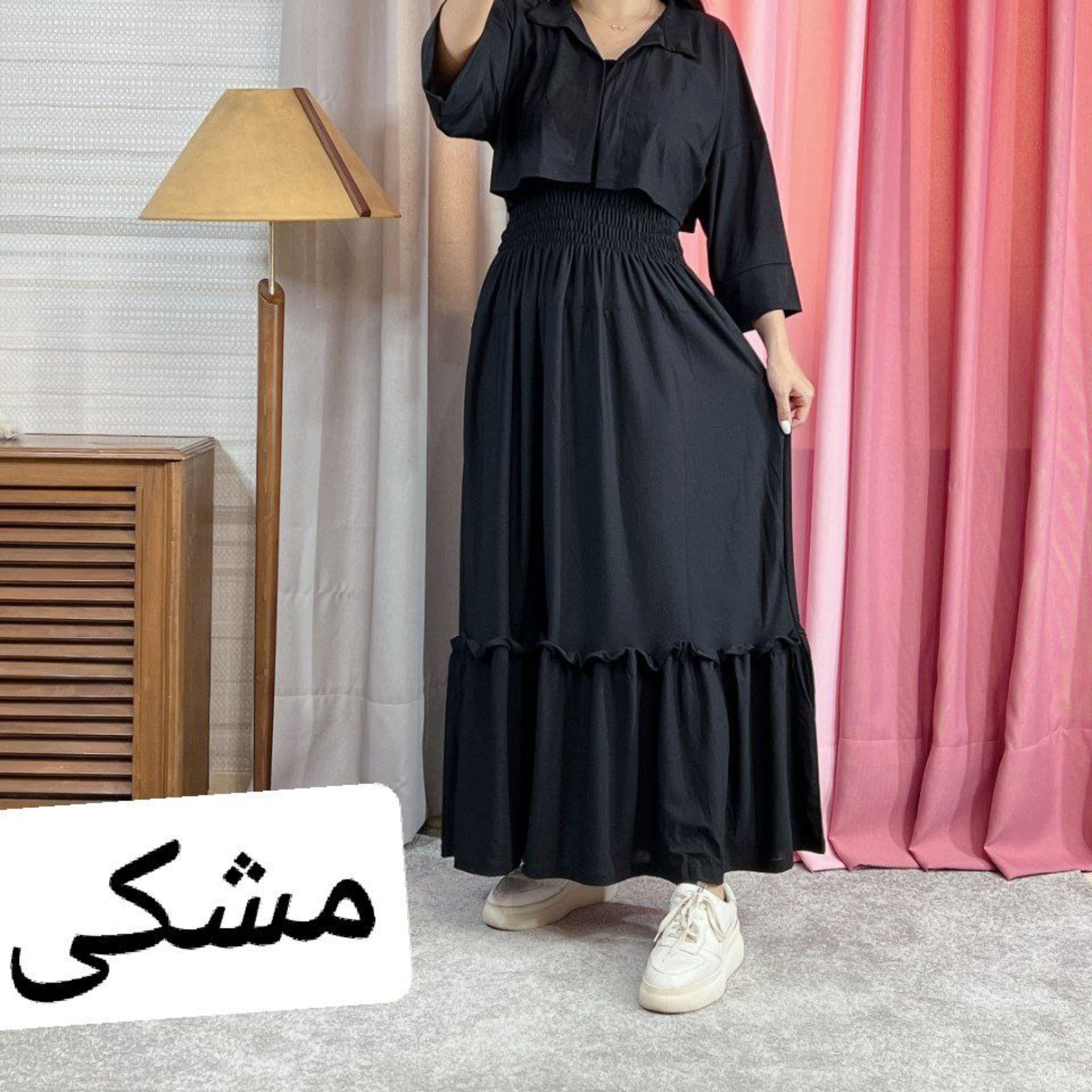 پیراهن کش دوزی شده دو تیکه کتی کرپ تیپ لاکرا اعلا