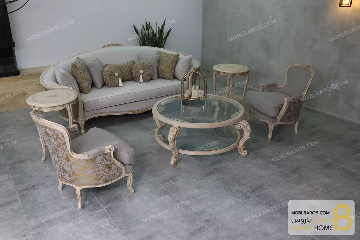 نیم ست مبلمان نئوکلاسیک چوبی مدل لورنزو