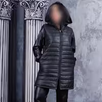 کاپشن زنانه نیلو طرح پافر آستین چرم 