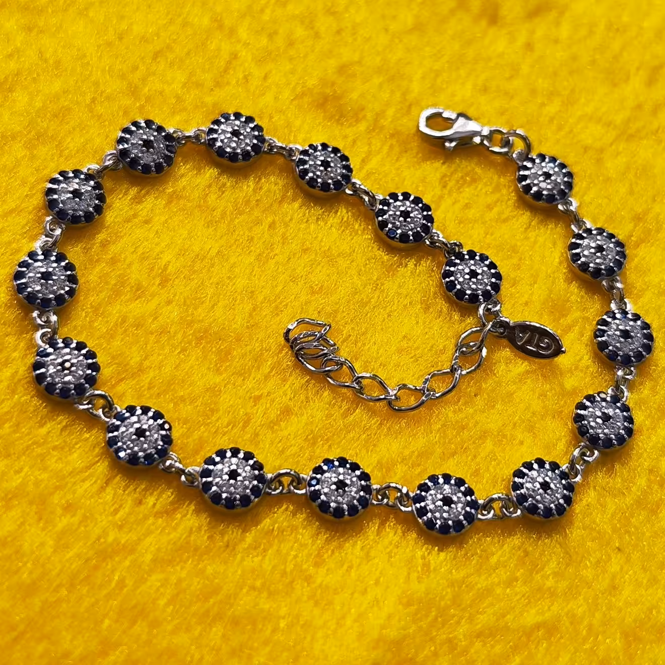 دستبند نقره عیار 925 زنانه و دخترانه طرح چشم نظر   همراه با روکش طلا سفید کد22