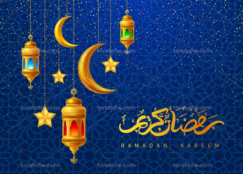 وکتور بک گراند رمضان الکریم رنگارنگ | گرافیک با طعم تربچه