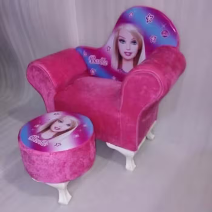 مبل کودک شزلون با جلو مبلی در طرح باربی(پس کرایه)