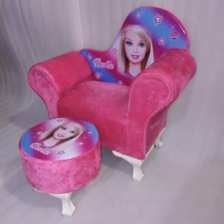مبل کودک شزلون با جلو مبلی در طرح باربی(پس کرایه)