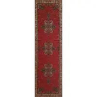 رومیزی رانر ترمه ابریشم کد TRRA43 نفیس رنگ قرمز  آستر زرشکی مغزی دوزی