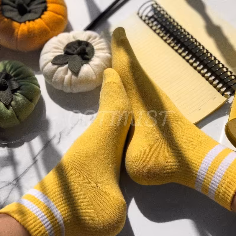 جوراب آپتمیست زرد دو خط 