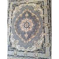 فرش ماشینی 700 شانه اصل10 رنگ با تراکم 2550 طرح الماس طلاکوب زمینه طوسی 12 متری جنس اکرولیک