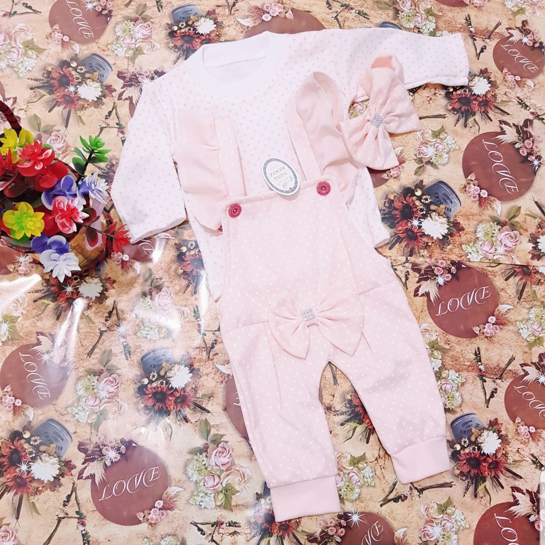 سرهمی 3 تیکه گلبهی نوزادی دخترانه