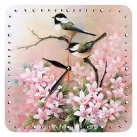 ساعت دیواری طرح گنجشک و گل