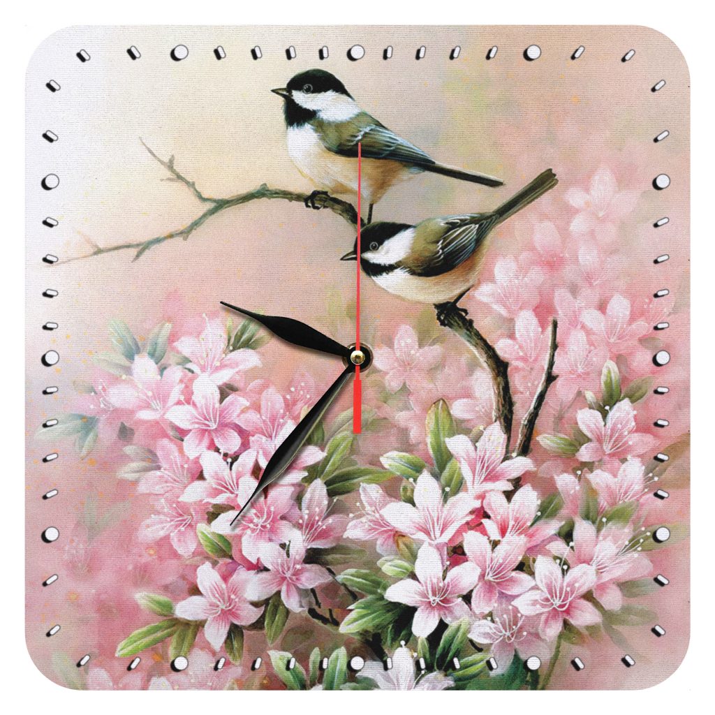 ساعت دیواری طرح گنجشک و گل