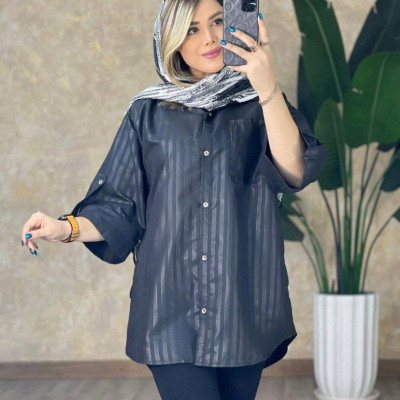 مانتو اسپرت زنانه داکرون مدل مانتو داکرون راه راه مشکی فری سایز ارسال رایگان