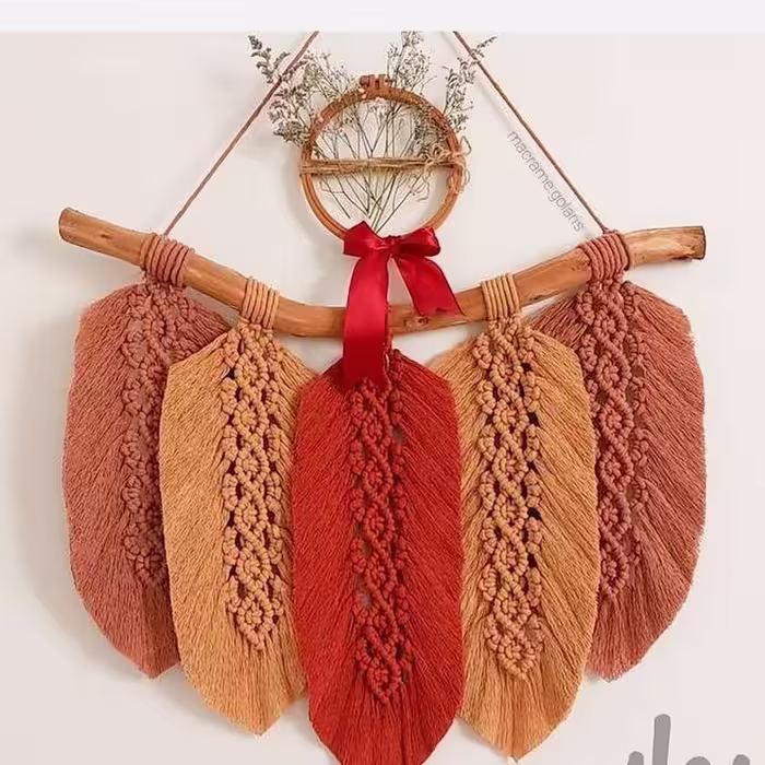 دیوارکوب مکرومه طرح شعله