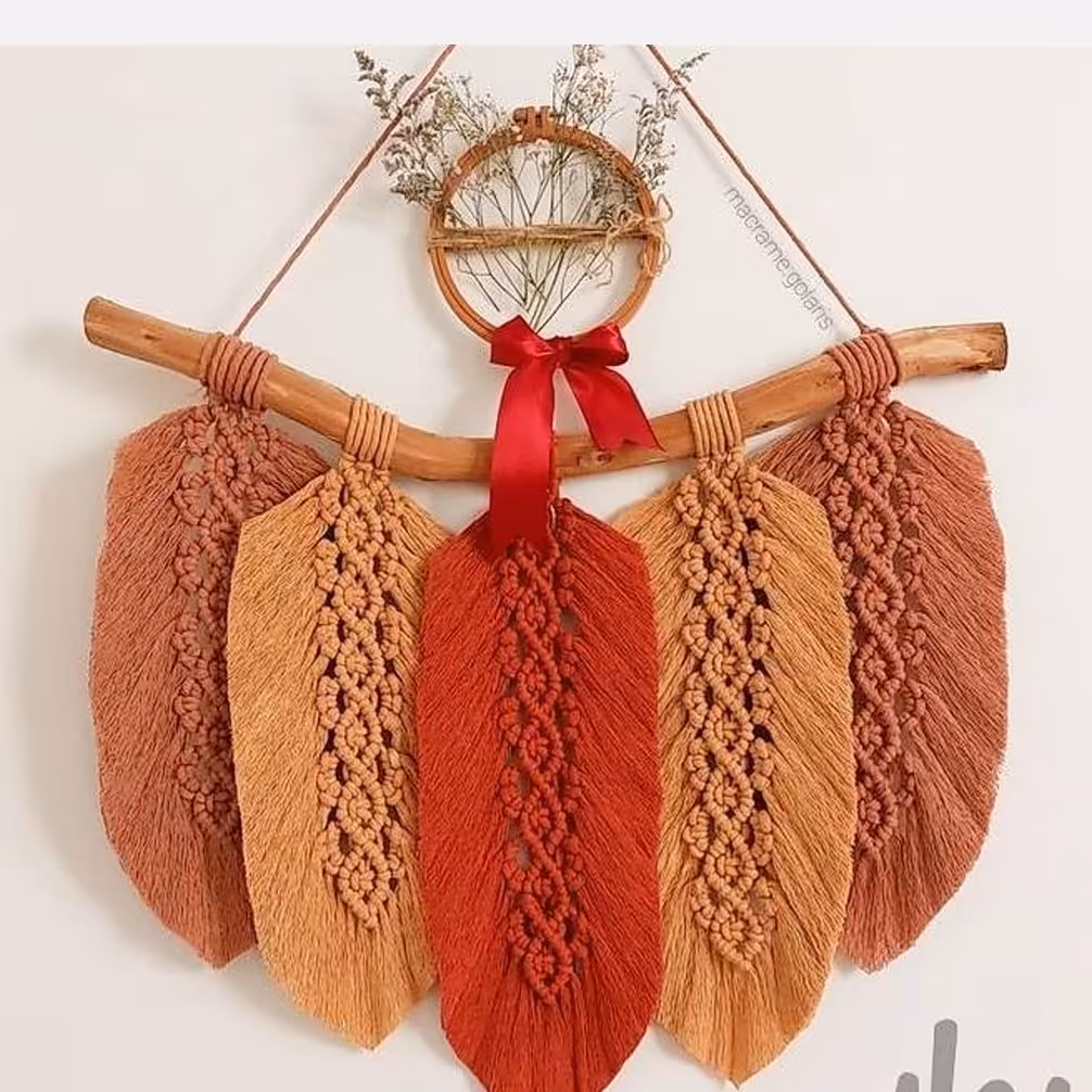 دیوارکوب مکرومه طرح شعله