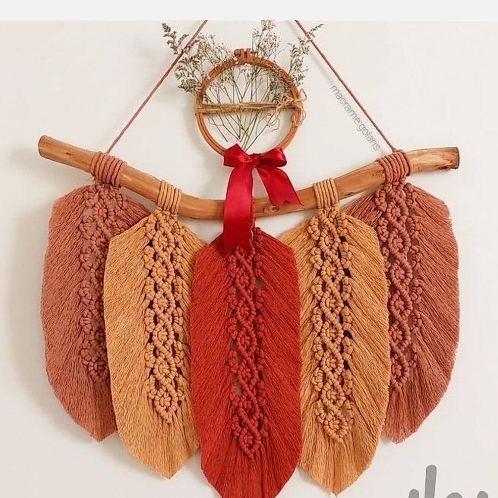 دیوارکوب مکرومه طرح شعله