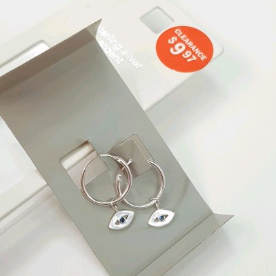 گوشواره نقره استرلینگ عیار 925 ، حلقه ای آویز چشم ، ساخت تایلند