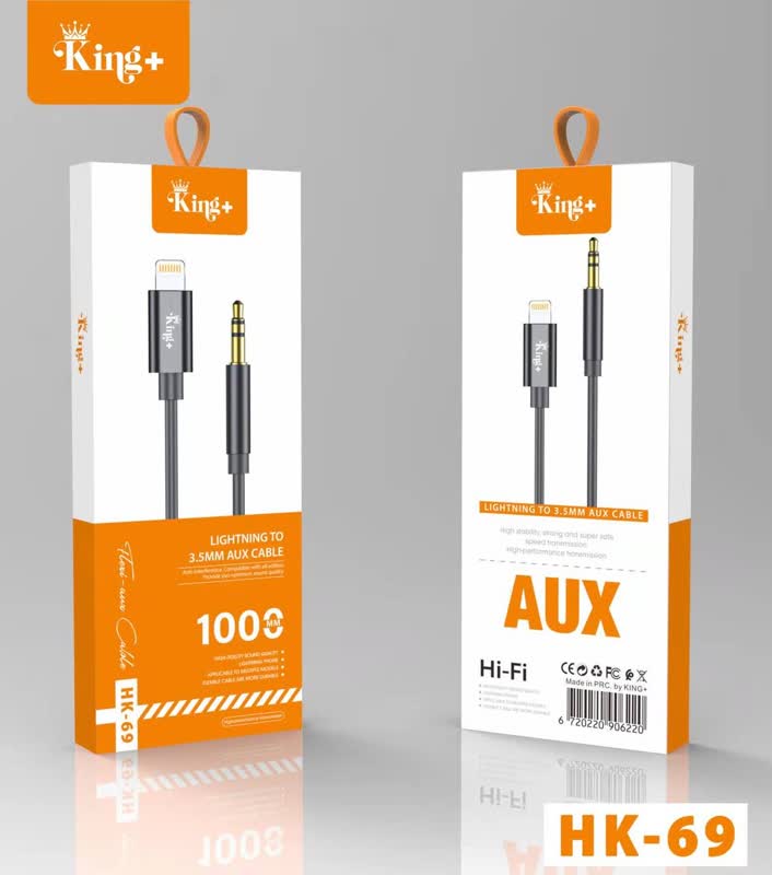 کابل تبدیل AUX به لایتینگ کینگ پلاس مدل HK69به طول امتر