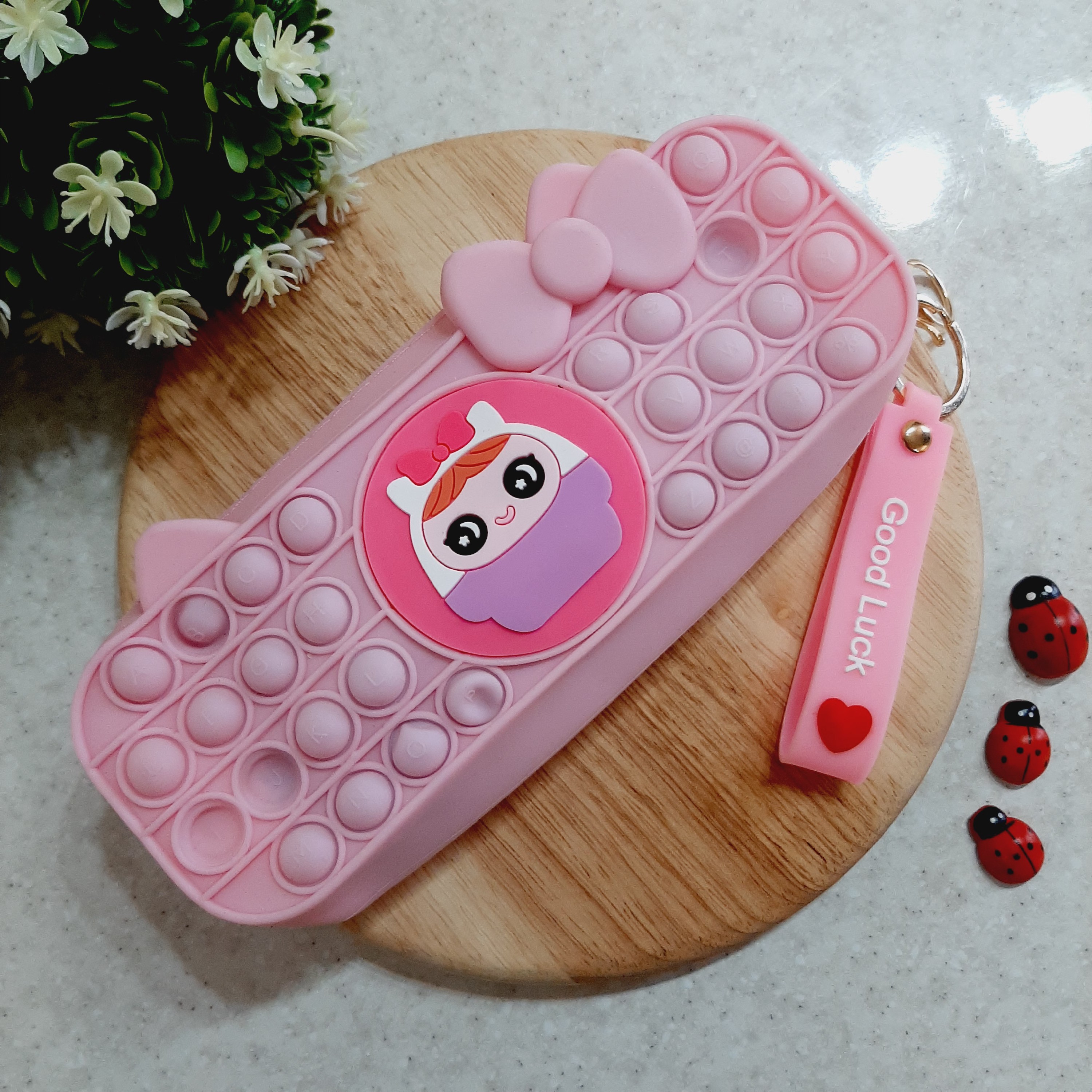 جامدادی سیلیکونی پاپیتی فانتزی طرح دختر صورتی