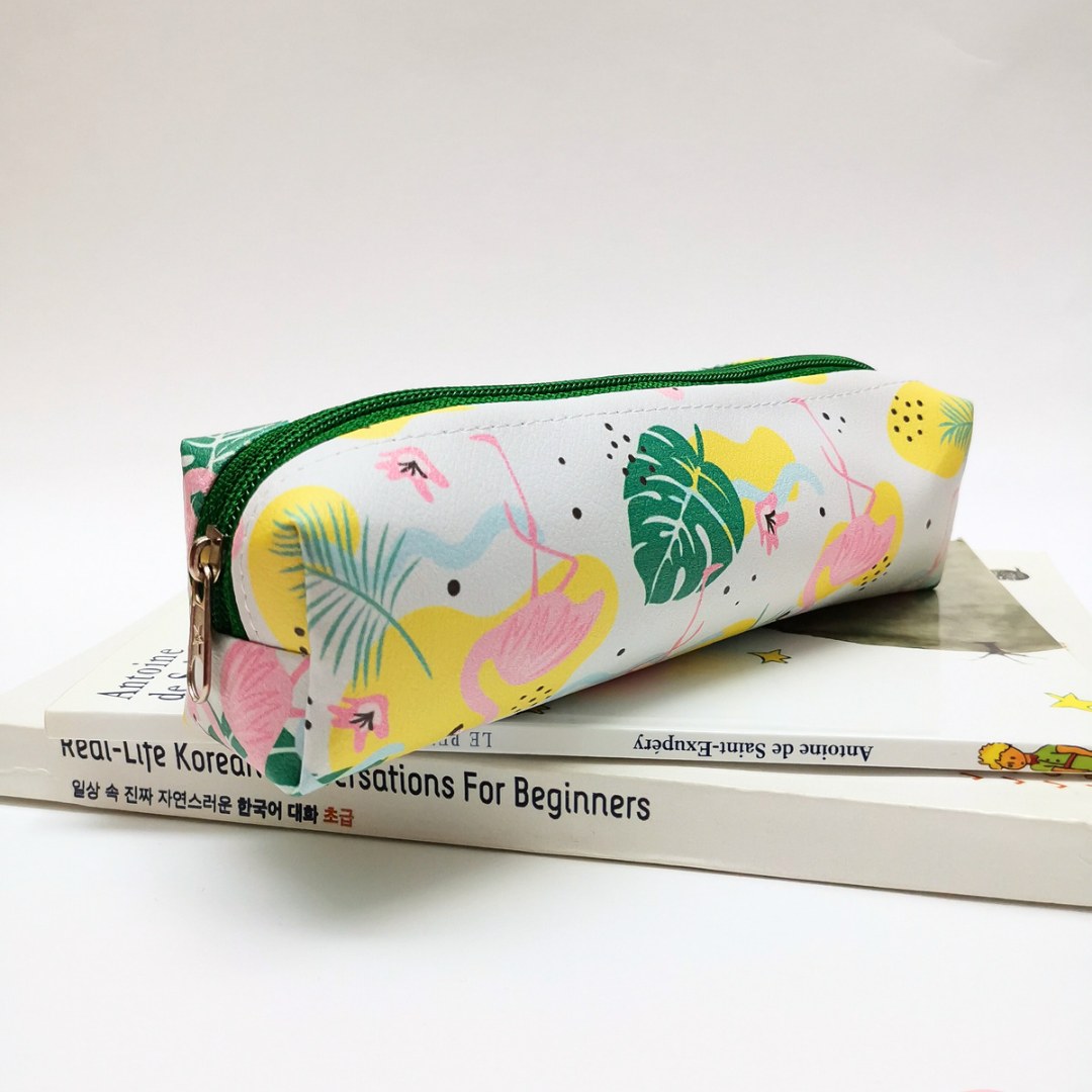 جامدادی فانتزی طرح فلامینگو چرم مصنوعی تک زیپ