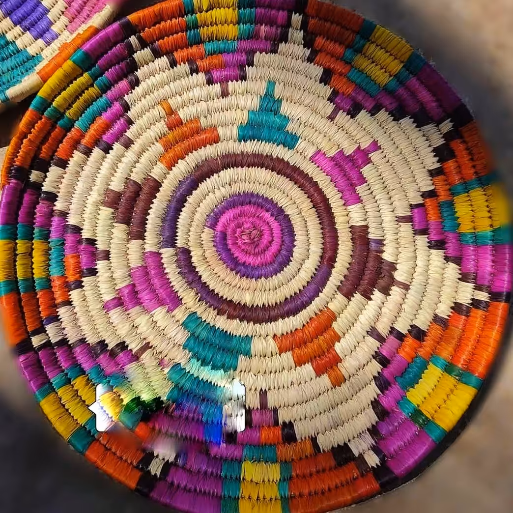 سینی حصیری رنگ رنگی 50 سانتی