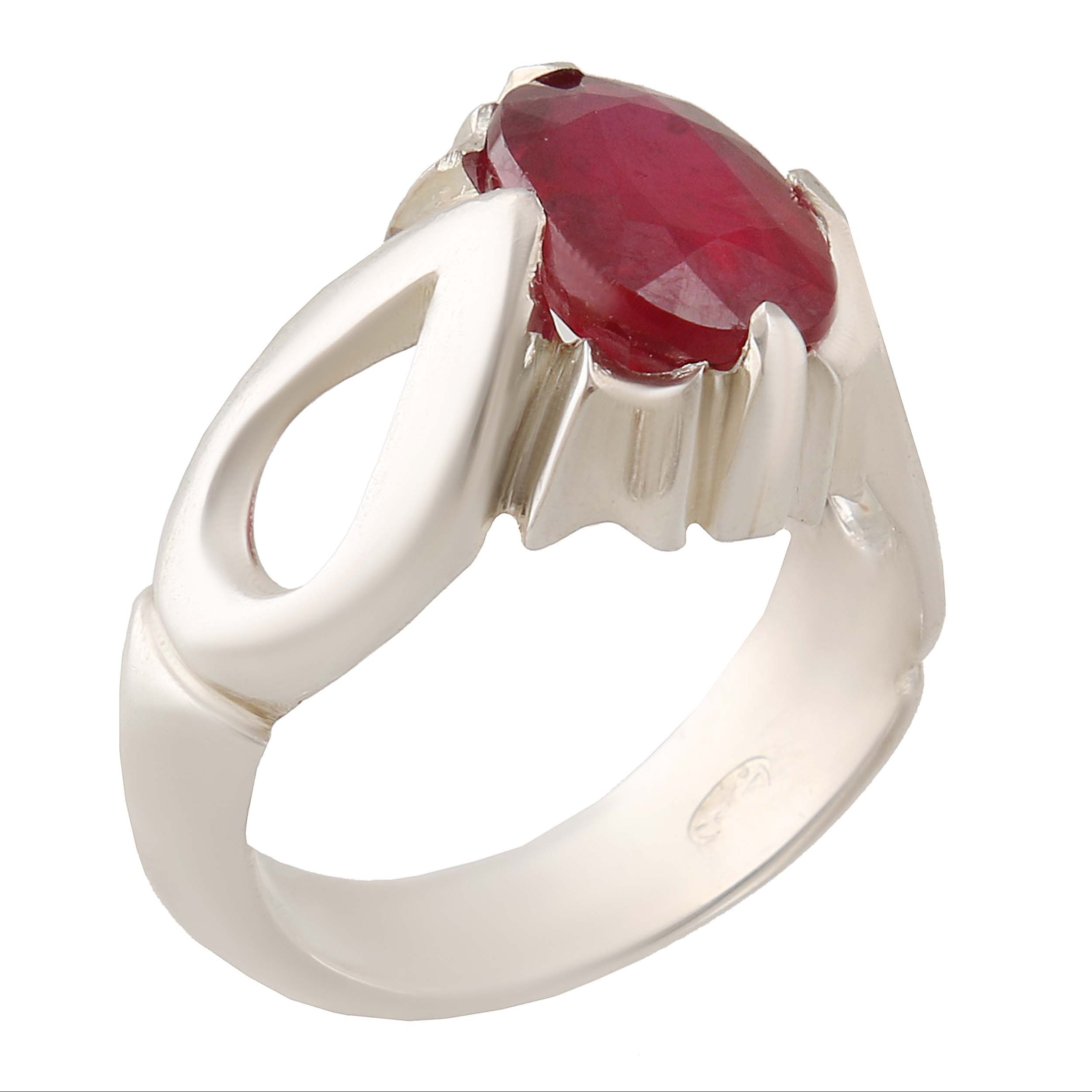 انگشتر نقره مردانه بازرگانی میلادی مدل  سنگ یاقوت کد AM2821