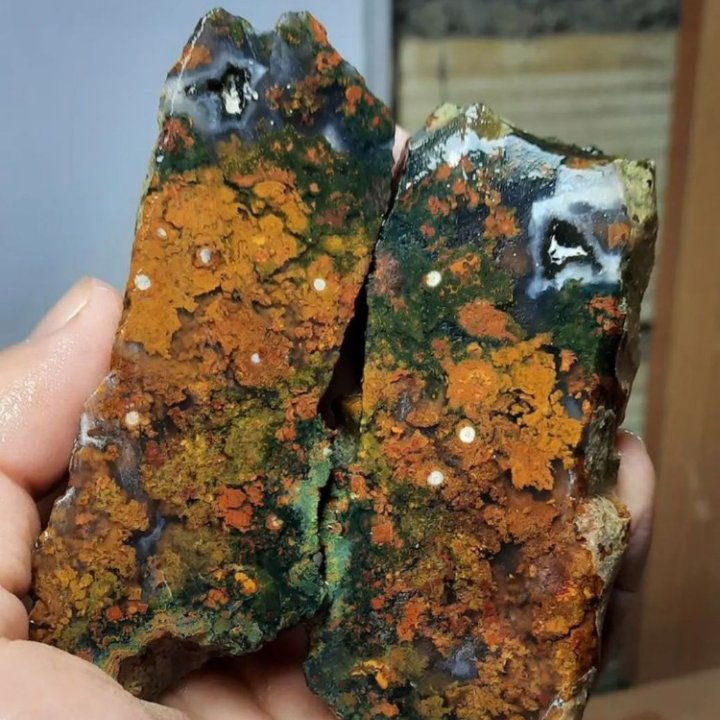 یک جفت اسلایس بسیار تا بسیار زیبای عقیق شجر