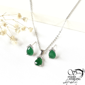 نیمست نقره اشکی نگین طرح عقیق عیار925