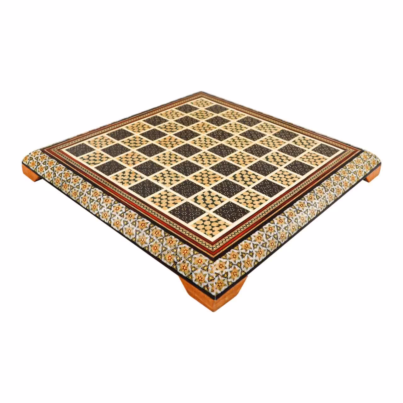 شطرنج صفحه تخت 4 ضلعی خاتم کاری(مدل ممتاز )(گارانتی 120 ماهه)