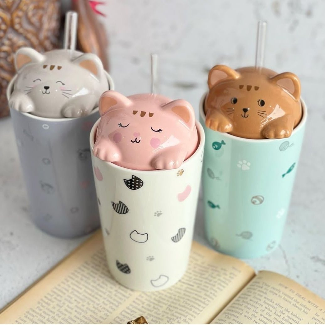 ماگ سرامیکی،اسموتی جذاب گربه❤️درش واشر داره وخیلی محکم میمونه