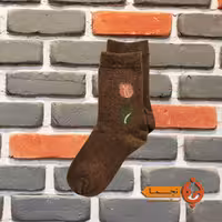 جوراب پشمی گرم طرح لاله رنگ قهوه ای کد KL01 مناسب پاییز و زمستان