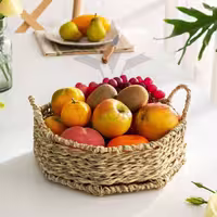 سبد  حصیری شش ضلعی دسته دار بزرگ برند والریا 