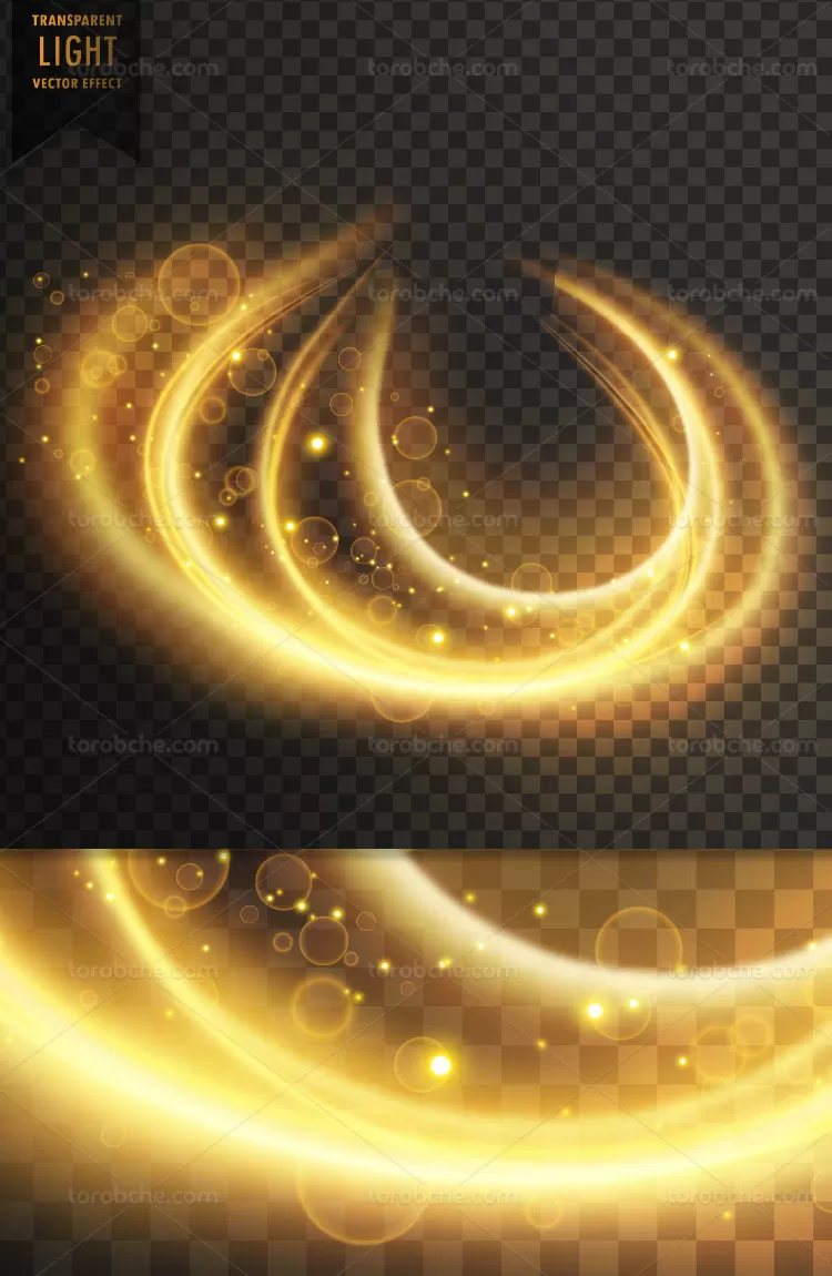 وکتور افکت نور طلایی دایره ای | گرافیک با طعم تربچه