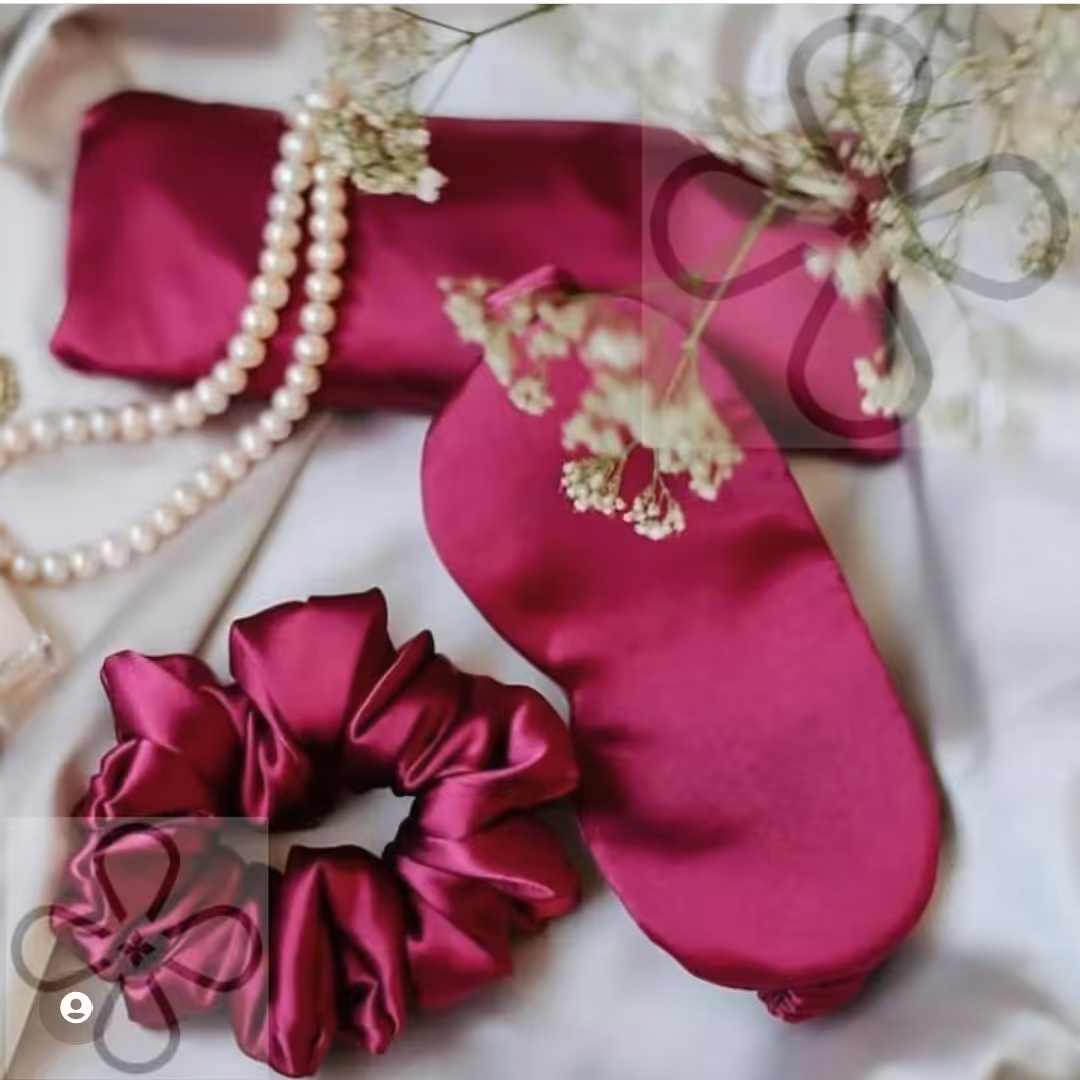 چشم بند خواب جنس ساتن اعلا بسیار لطیف  و راحت، اسکرانچی برای جلوگیری از موخوره 