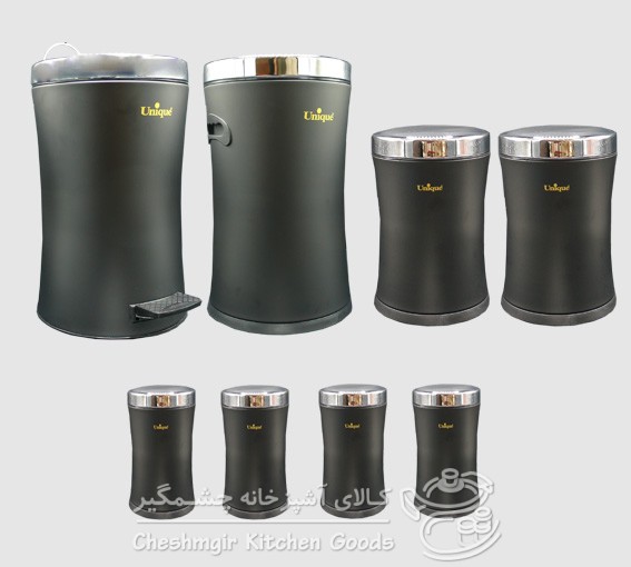 سرویس کمرباریک 8 پارچه مشکی درب استیل UN-4590