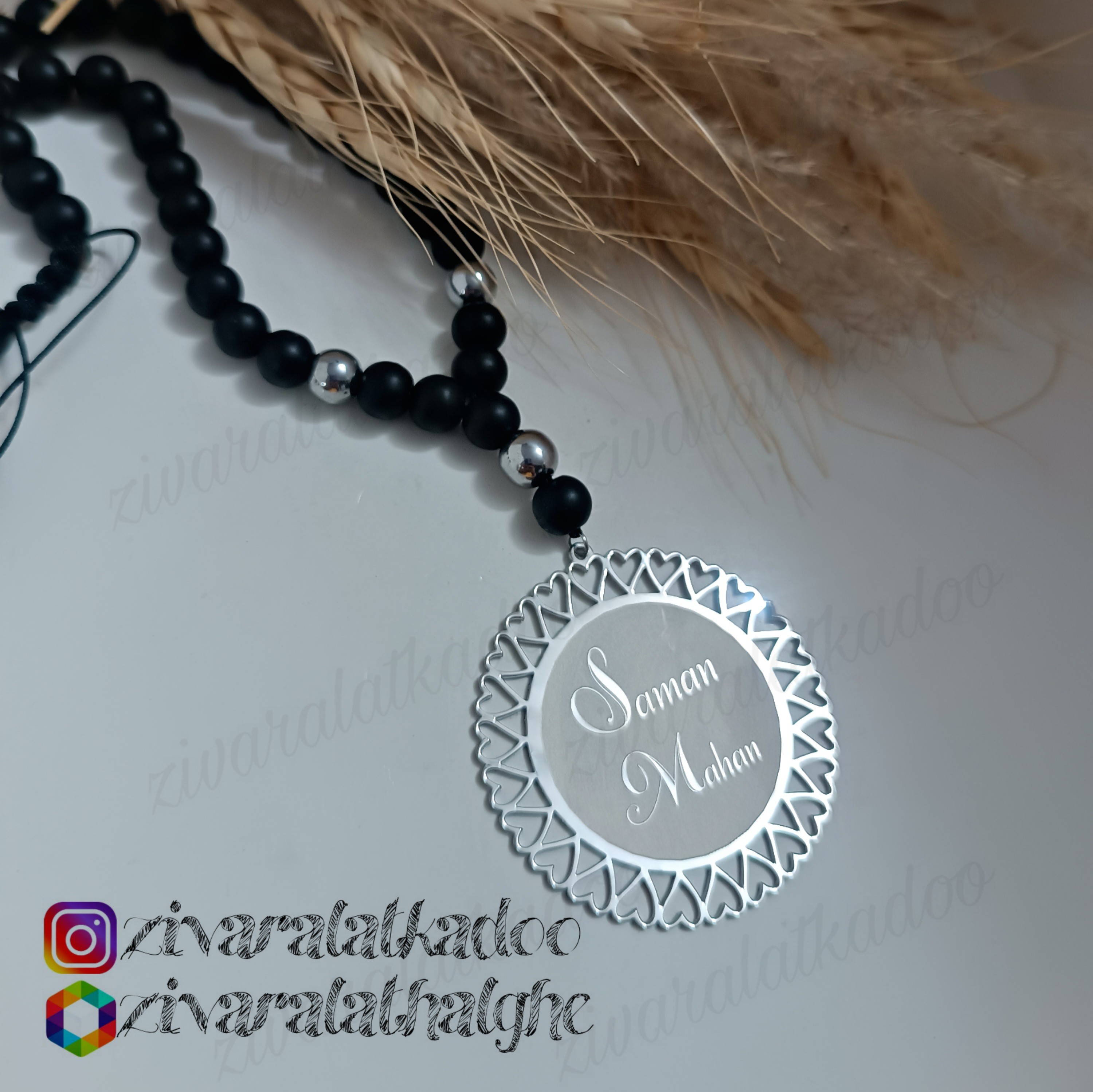 آویز آینه ماشین سفارشی با حکاکی دلخواه شما
