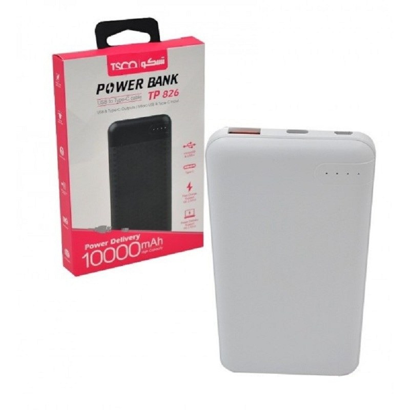 پاوربانک تسکو مدل TP 826 --  شارژر همراه TSCO 10000 mAh   --  پاور بانک TP826