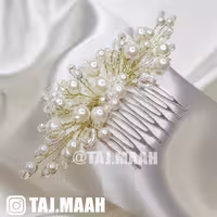 شانه شینیون سفید مروارید و کریستال مدل عروس ماه فام و تاج ماه