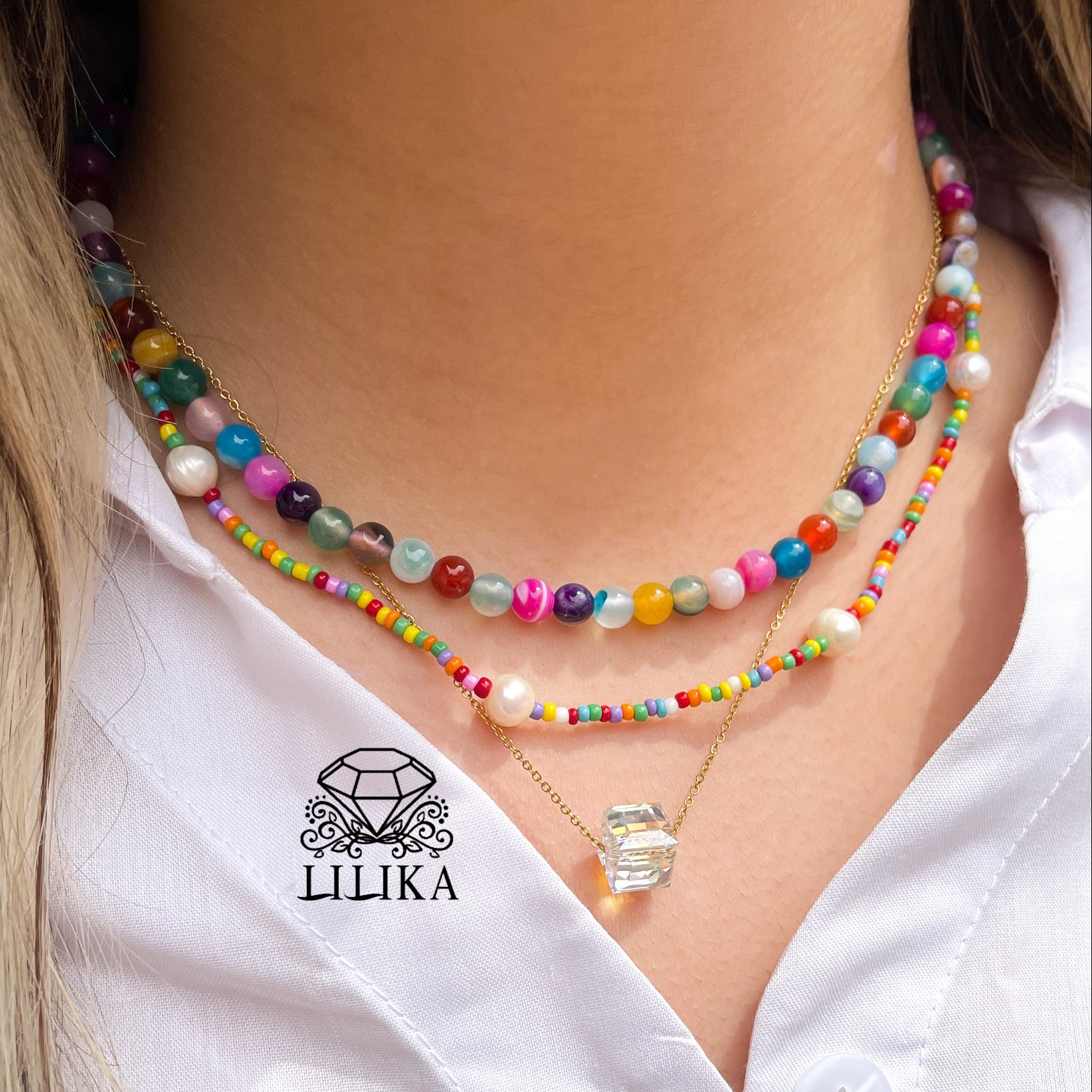 ست سه تایی گردنبند سنگی