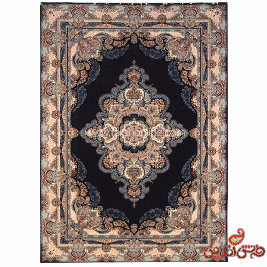 فرش زمرد مشهد طرح 25027 سرمه ای