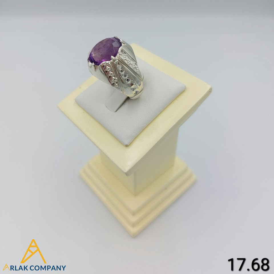 انگشتر نقره  مردانه آمتیست دست ساز