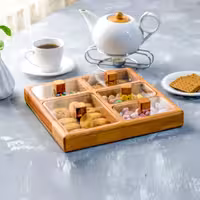 جعبه پذیرایی یا تی بگ 5 خانه چوبی کد 11045 با ارسال رایگان