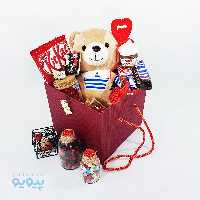 پک هدیه ولنتاین با عروسک خرس فانتزی 24 سانتی متری