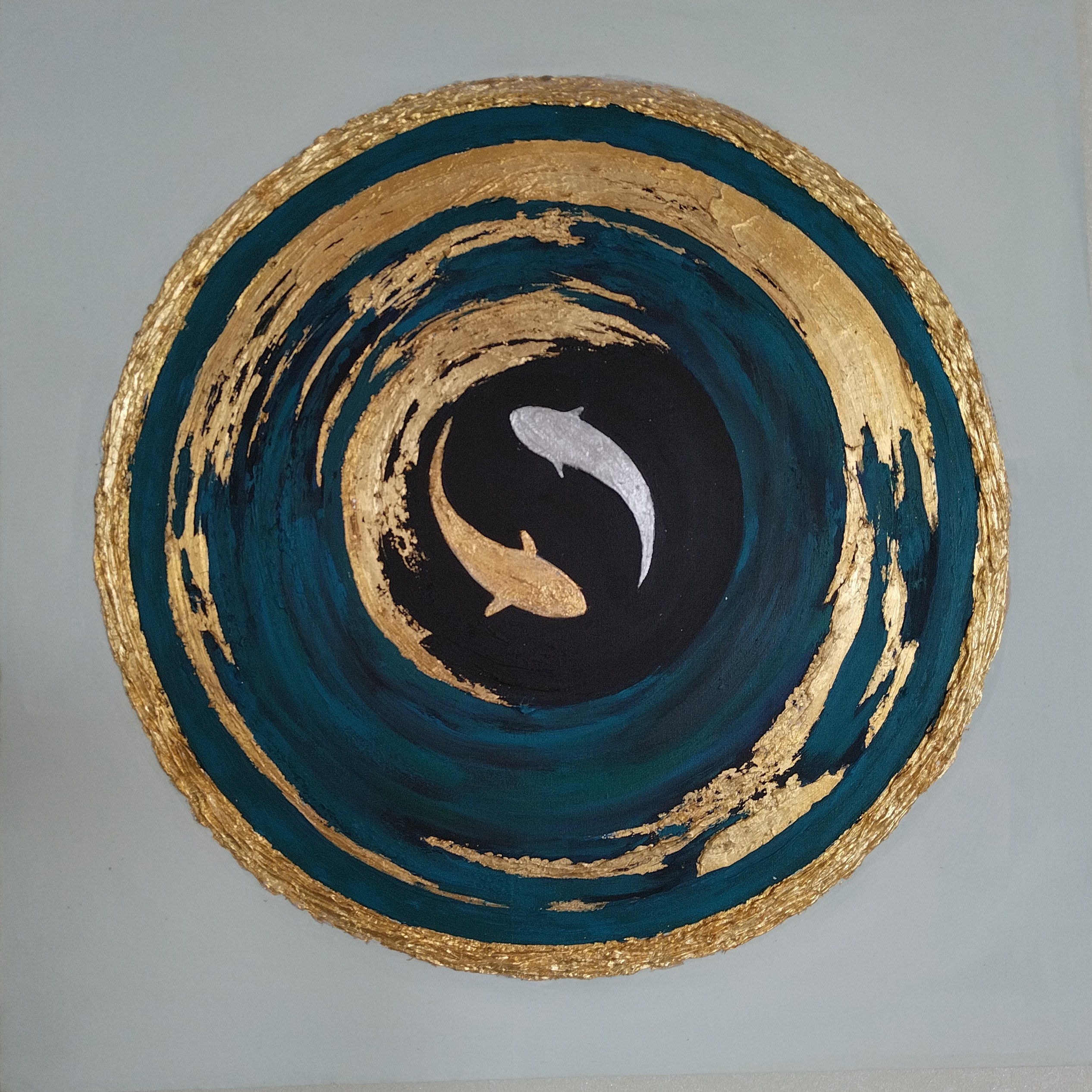 تابلو ماهی تکسچر و رنگ و روغن 