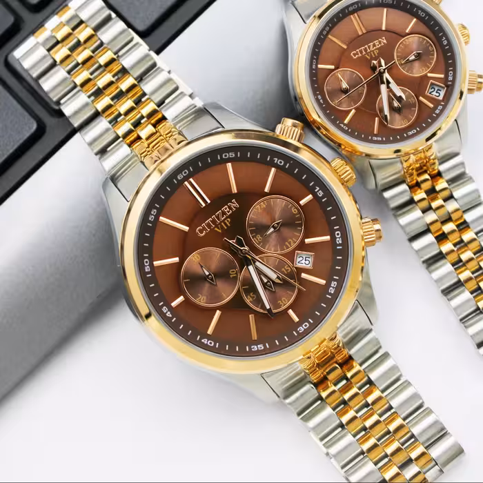 ساعت مچی ست زنانه و مردانه سیتی زن-بندفلزی3موتور فعال(کرنوگراف)مدلvip.5567g