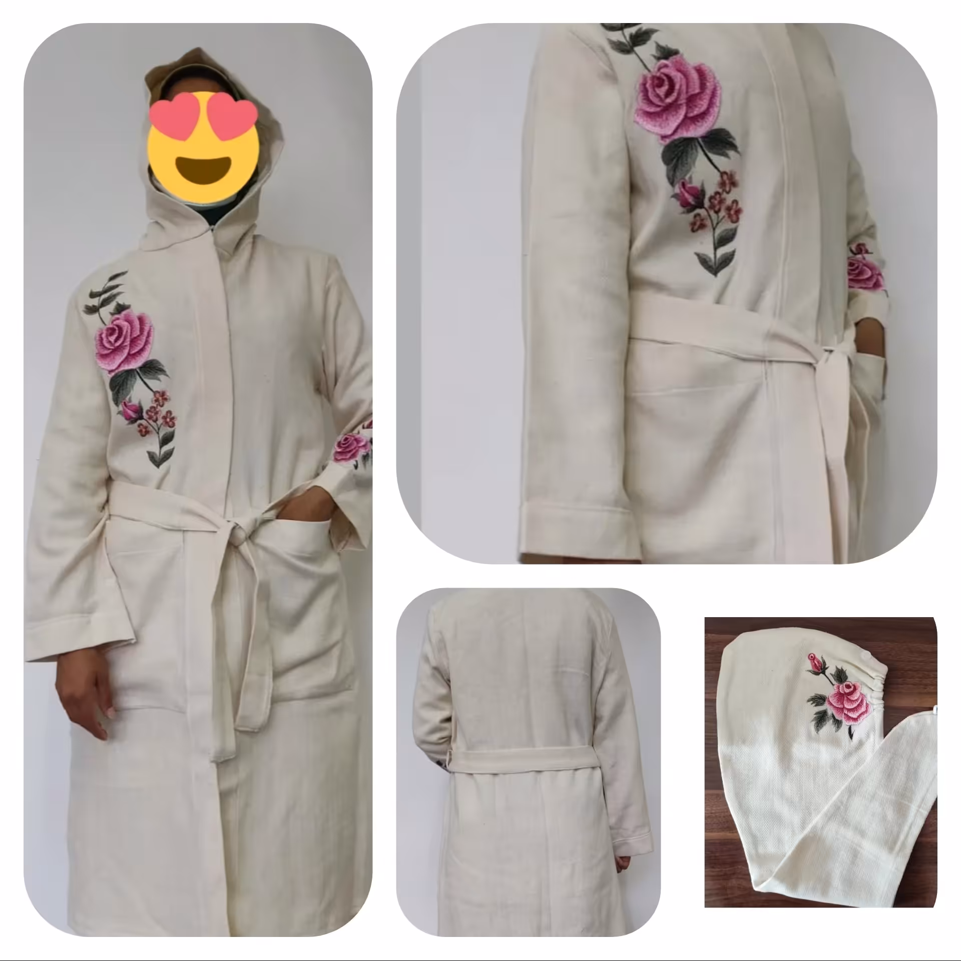 حوله تن پوش زنانه گلدوزی سفید  