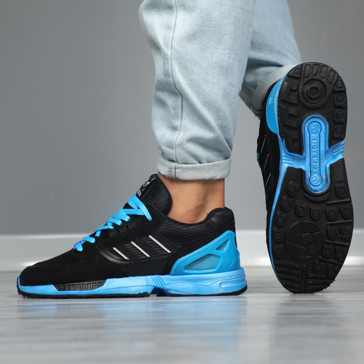 کتونی آدیداس مشکی آبی کد 05 Adidas zx8000